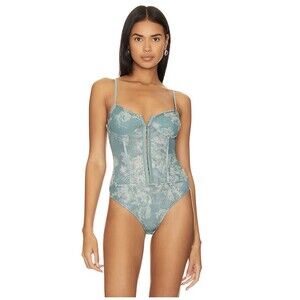 Revolve Free People Intimately Night Rhythm Large Sage Moss  Corset Bodysuit